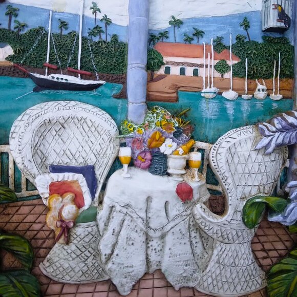 Sharie Hatchet Bohlman Room with a View "TROPICAL HIEDAWAY"" 3D Relief Painting - Picture 6 of 8